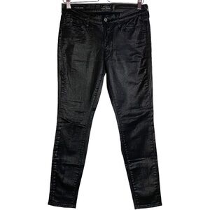 Lucky Brand Charlie Super Skinny Black Shiny Coated Mid Rise Jeans 6 28